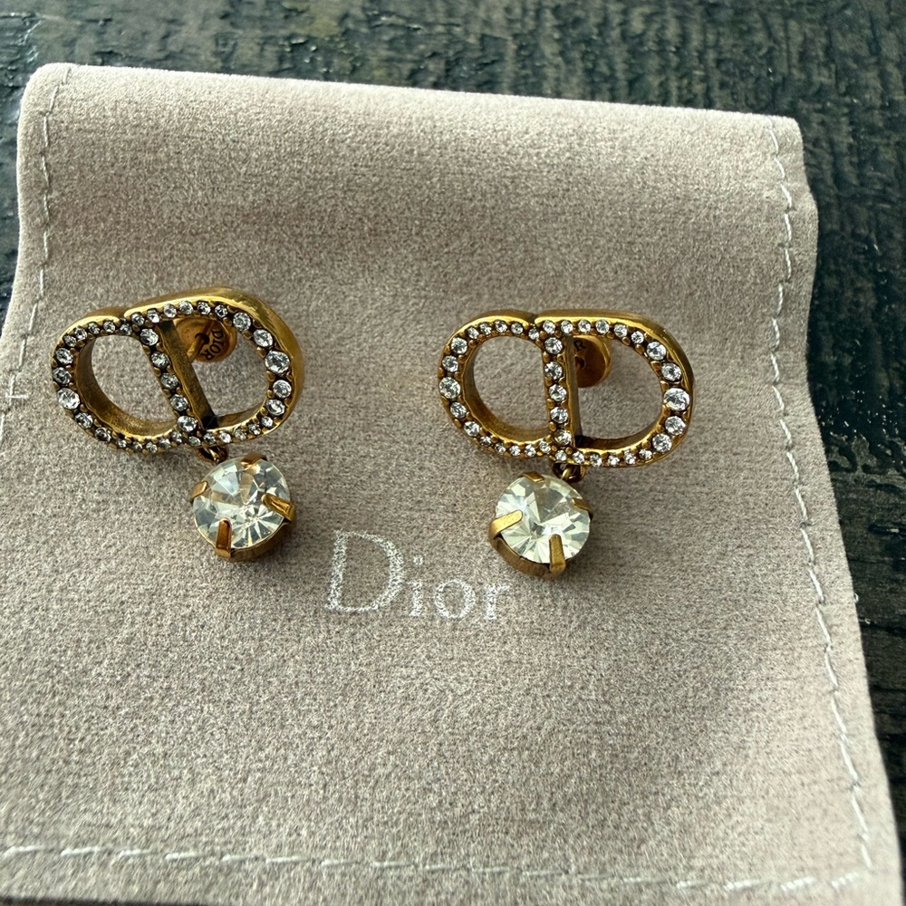 Dior Gold and Crystal Stud Earrings